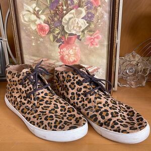 EUC GAP Leopard Cheetah Lace High Top Fashion Sneakers 8